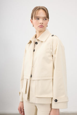 Ada Woven Cotton Jacket – Beige