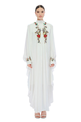 Aden Embellished Kaftan Dress – White