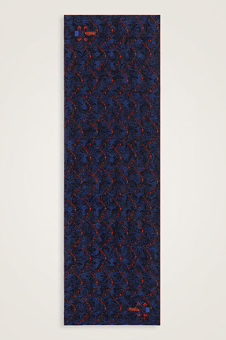 Blazing Horses Crepe Silk Shawl Navy Blue - Orange