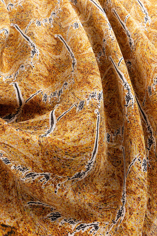 Blazing Horses Crepe Silk Shawl Yellow