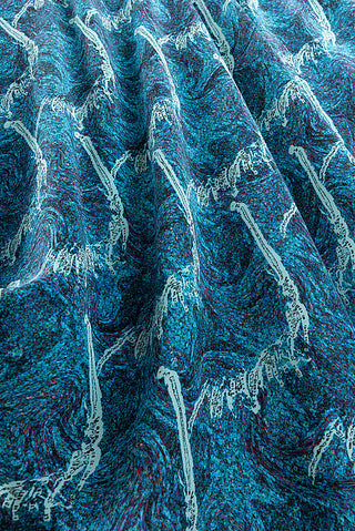 Blazing Horses Crepe Silk Shawl Turquoise