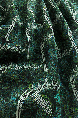 Blazing Horses Crepe Silk Shawl Green