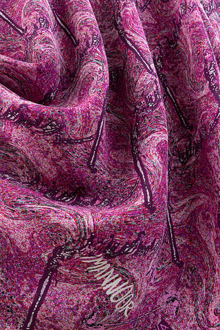 Blazing Horses Crepe Silk Shawl Pink