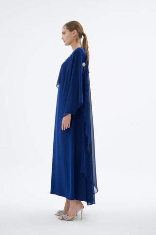 Alera Embellished Cape Dress – Blue