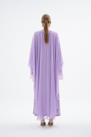 Alera Embellished Cape Dress – Lilac