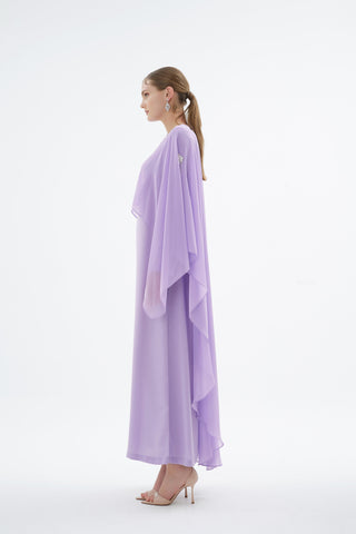 Alera Embellished Cape Dress – Lilac