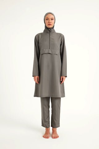 Andalus Gray Full Coverage Burkini Set for Women A2503-4