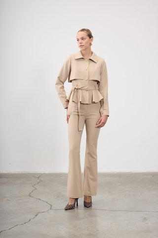 Anni Flared Trousers – Beige