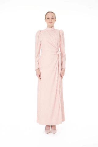 Structured Wrap Maxi Dress – Powder Pink