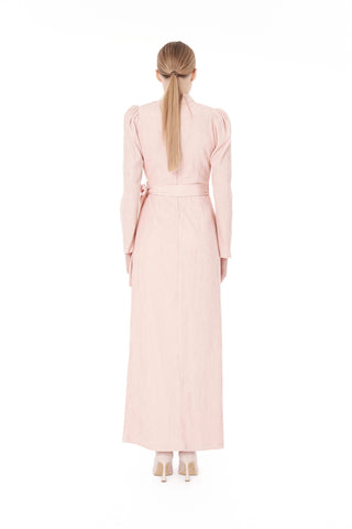 Structured Wrap Maxi Dress – Powder Pink
