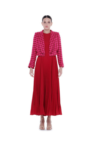 Baroque Cropped Tweed Jacket – Fuchsia