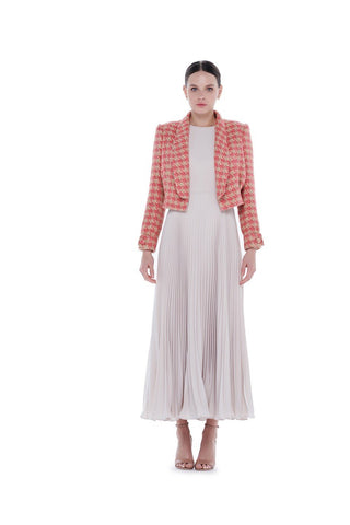 Baroque Cropped Tweed Jacket – Powder