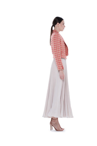 Baroque Cropped Tweed Jacket – Powder