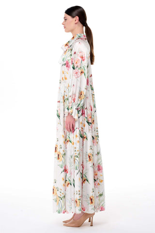 Floral Ruffle Collar Oversized Dress – Ecru