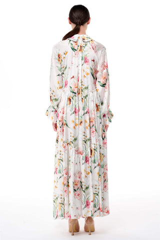 Floral Ruffle Collar Oversized Dress – Ecru