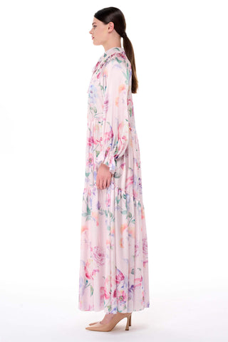 Floral Ruffle Collar Oversized Dress – Powder Pink