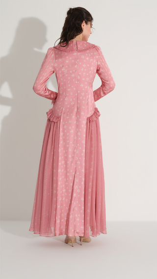 Peter Pan Collar Ruffle Dress – Pink