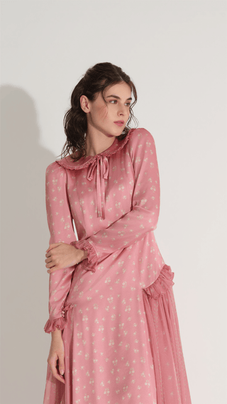Peter Pan Collar Ruffle Dress – Pink