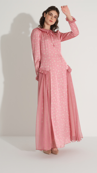 Peter Pan Collar Ruffle Dress – Pink