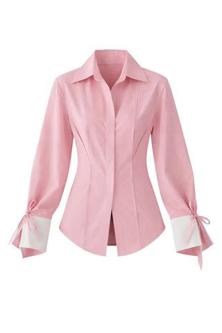 Waist-Defined Poplin Shirt – Blush Pink