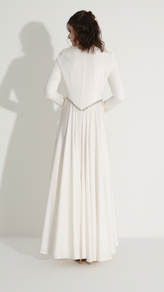 Embellished Belt Detail Dress – White