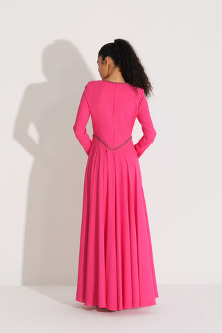 Crystal Waist Detail Dress – Fuchsia