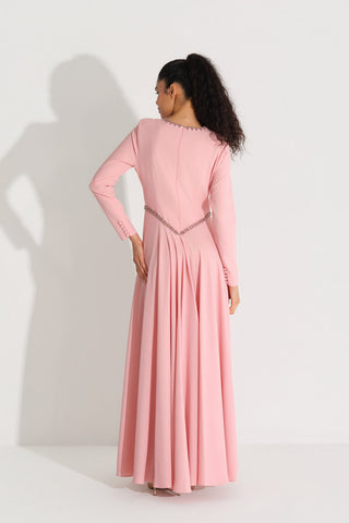 Crystal Waist Detail Dress – Powder Pink