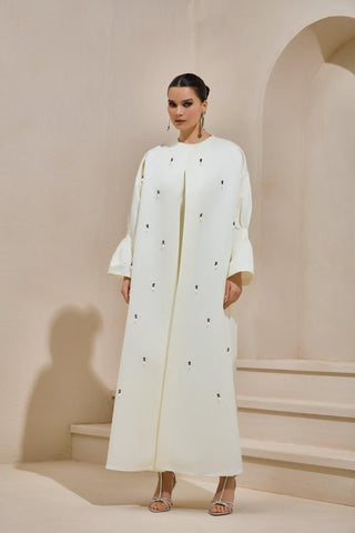 Bella Satin Abaya – Cream