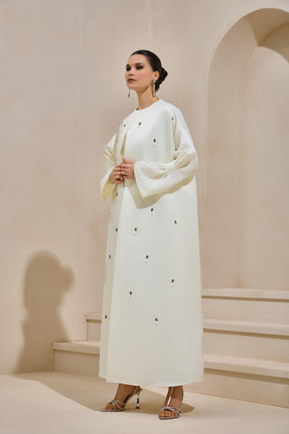 Bella Satin Abaya – Cream