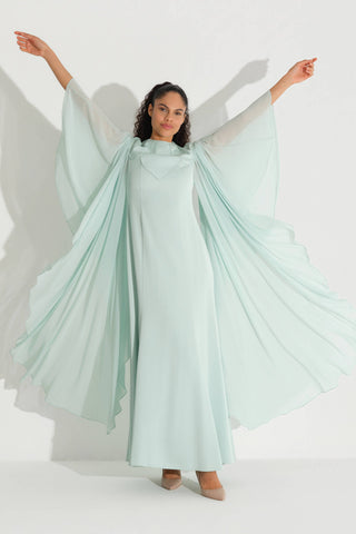 Piped Detail Chiffon Dress – Mint