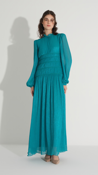 Piping Detail Glitter Dress – Green