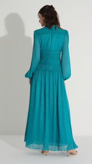 Piping Detail Glitter Dress – Green