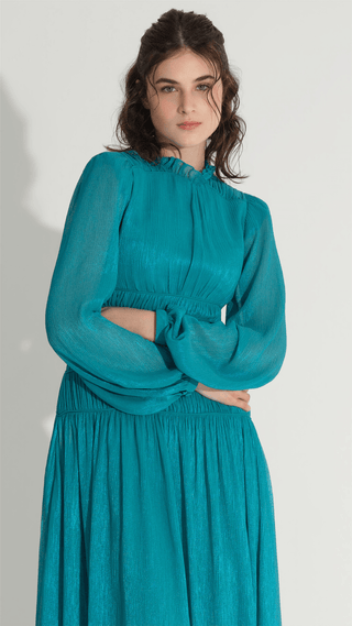 Piping Detail Glitter Dress – Green