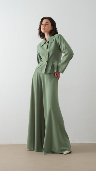 Jacket and Skirt Set - Green