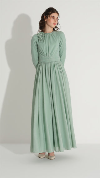 Floral Detail Glitter Dress – Mint