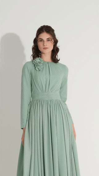 Floral Detail Glitter Dress – Mint