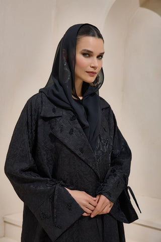 Классическая абая из парчи – черная