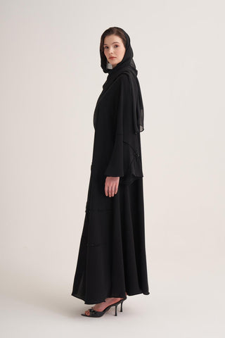 Classic Stone Abaya & Scarf – Black