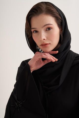 Classic Stone Abaya & Scarf – Black