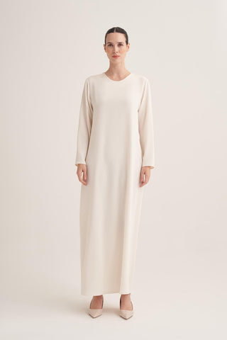 Crepe Minimalist Maxi Dress – Cream