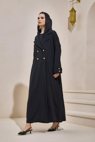 Crepe Trench Abaya - Black