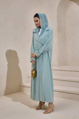 Crepe Trench Abaya - Mint Green