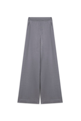 Cupro Wide-Leg Maxi Trousers – Gray