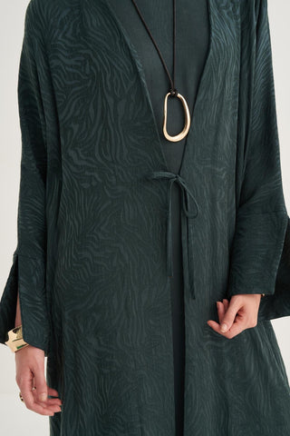 Cupro Rozana 3-Piece Abaya Set - Emerald Green