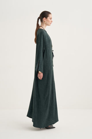 Cupro Rozana 3-Piece Abaya Set - Emerald Green