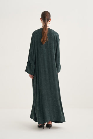 Cupro Rozana 3-Piece Abaya Set - Emerald Green