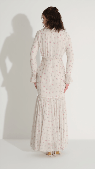 Lace Detail Mermaid Dress – Ecru