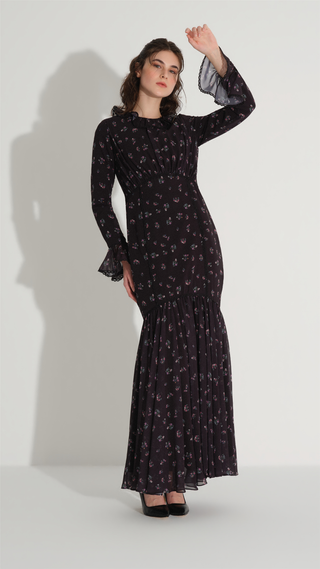 Lace Detail Mermaid Dress – Black