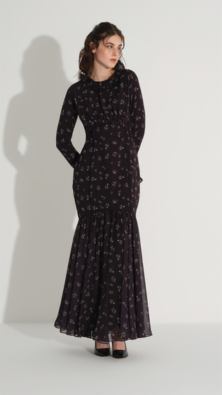 Lace Detail Mermaid Dress – Black