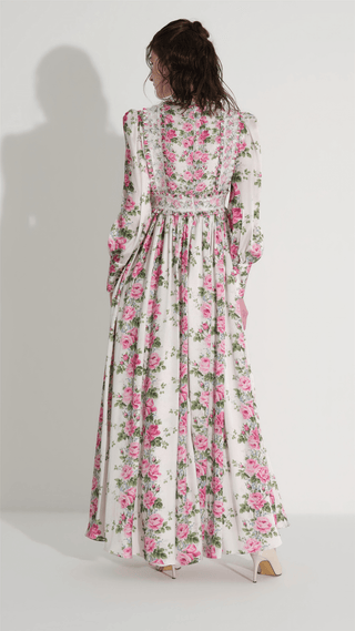 Lace Panel Floral Dress – Ecru